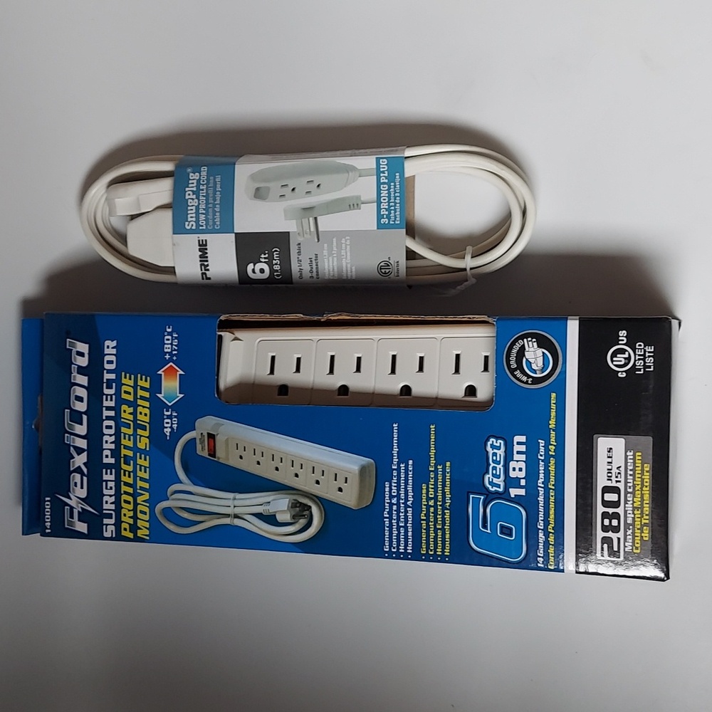 6' surge protector and 6' conductor cords, new